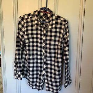Talbots Navy/White Button Down Shirt. Size Large
